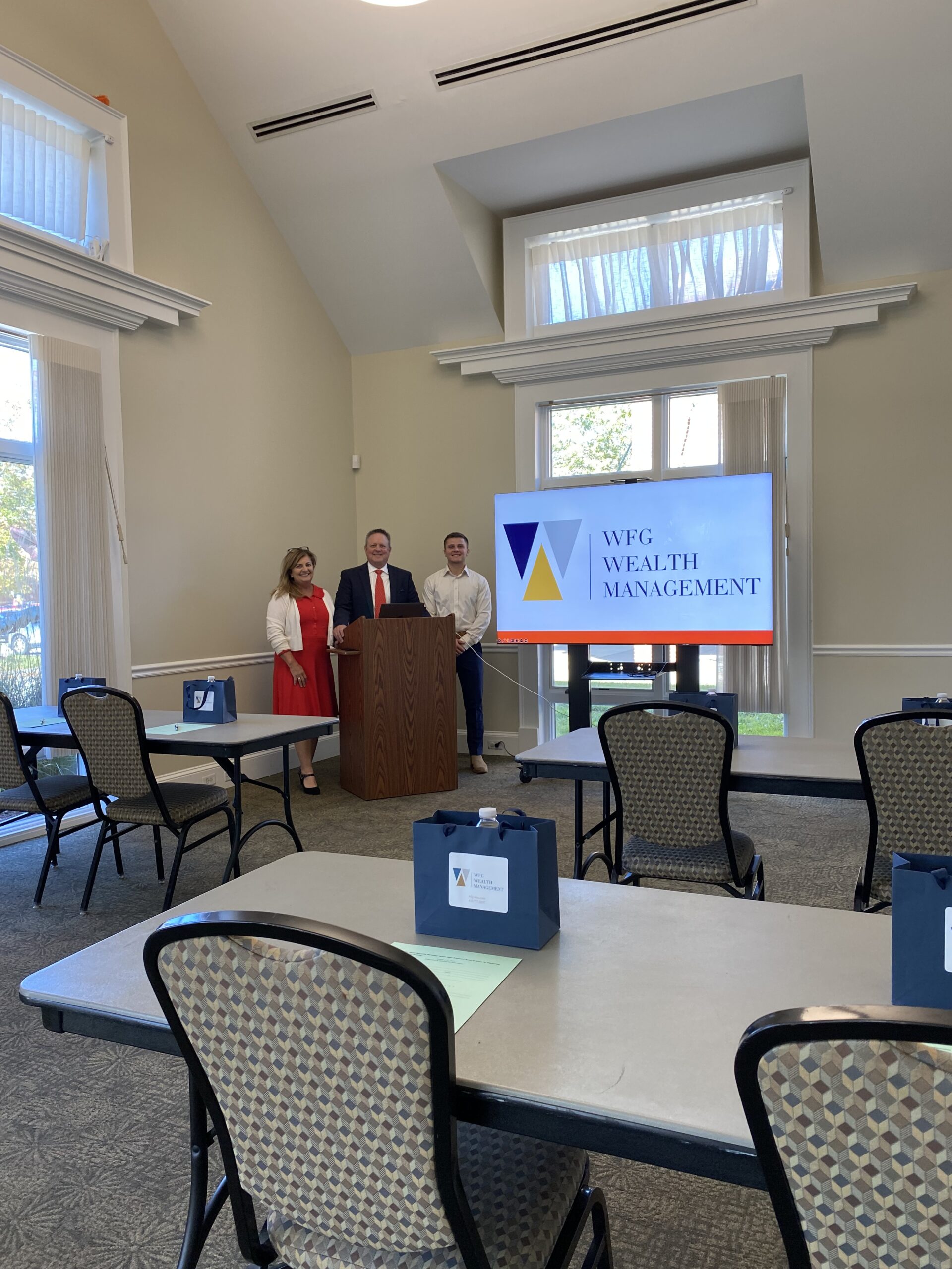 WFG COO Marie Welsh (left) WFG President Rick Welsh (center) & WFG Marketing Director Luke Welsh (right) picture at the Claret Hall seminar.